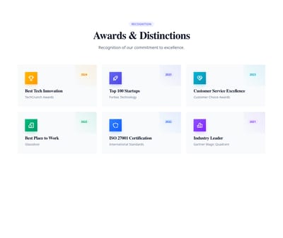 Screenshot of About Company Awards template