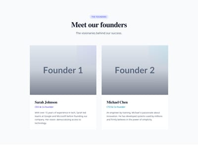 Screenshot of About Company Founders template