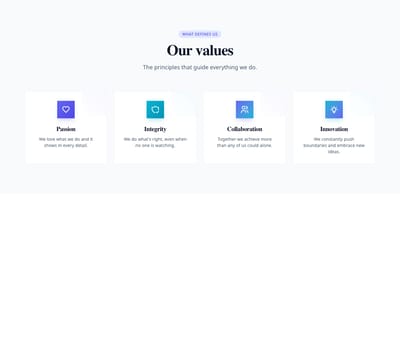 Screenshot of About Company Values template