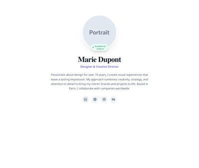 Screenshot of About Personal Bio template