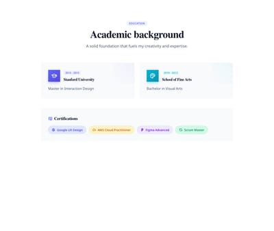 Screenshot of About Personal Education template