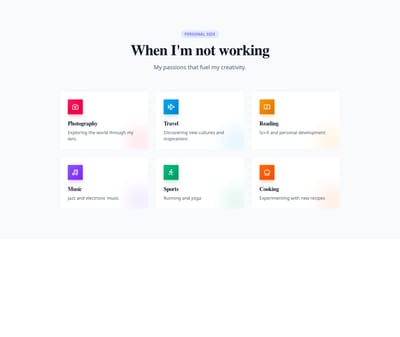 Screenshot of About Personal Interests template