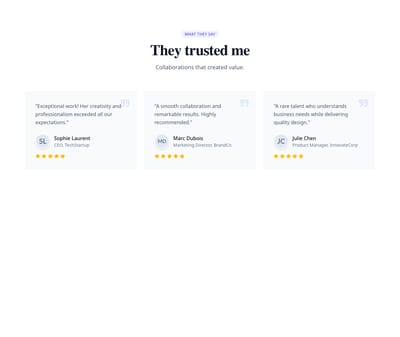 Screenshot of About Personal Testimonials template