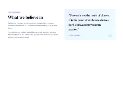 Screenshot of About Section With Quote template