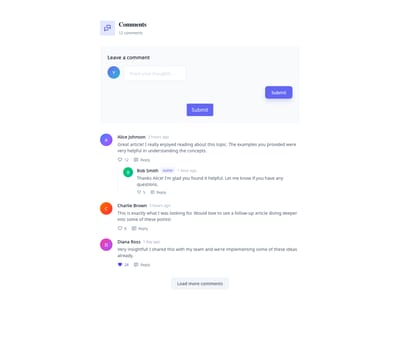 Screenshot of Blog Comments template