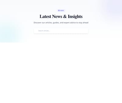 Screenshot of Blog Hero with Search template