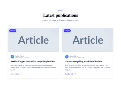 Screenshot of Blog List Cards 2 Columns template
