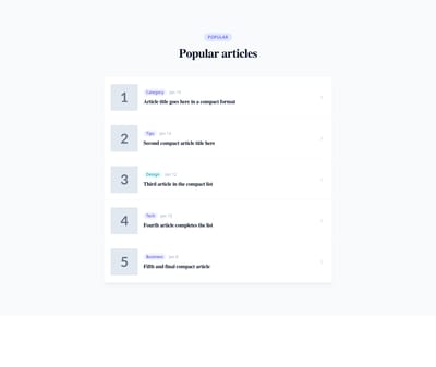Screenshot of Blog List Compact template