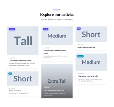 Screenshot of Blog List Masonry template