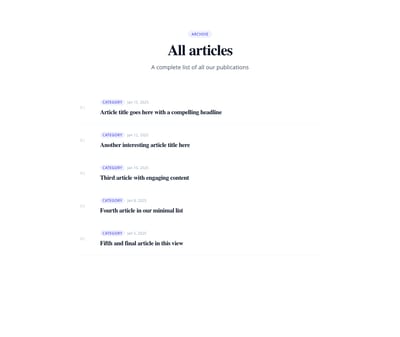 Screenshot of Blog List Minimal template