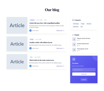 Screenshot of Blog List With Sidebar template