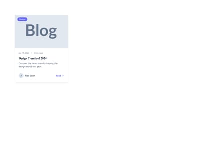 Screenshot of Card Blog Post template