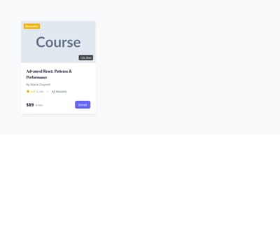 Screenshot of Card Course template