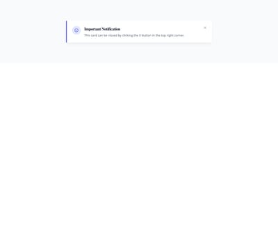 Screenshot of Card Dismissable template