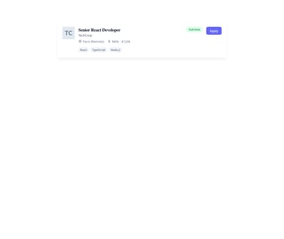 Screenshot of Card Job template