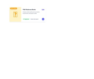 Screenshot of Card Restaurant Menu template