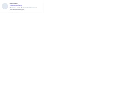 Screenshot of Card User Horizontal template