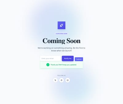 Screenshot of Coming Soon template