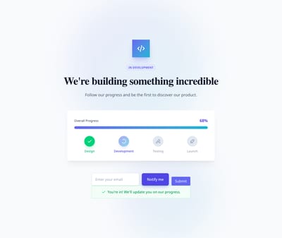 Screenshot of Coming Soon Progress template