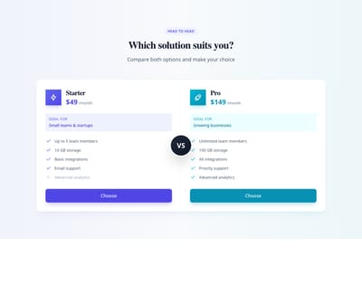 Screenshot of Comparison VS template