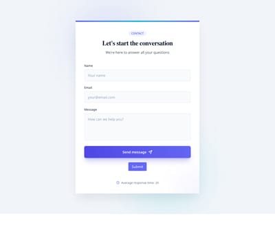 Screenshot of Contact Form Card template