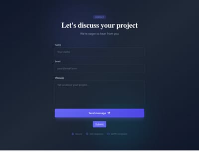 Screenshot of Contact Form Dark template