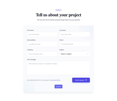 Screenshot of Contact Form Detailed template