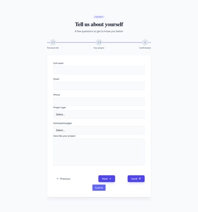 Screenshot of Contact Form Steps template