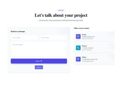 Screenshot of Contact Form With Info template