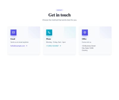 Screenshot of Contact Info Cards template