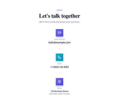 Screenshot of Contact Info Centered template