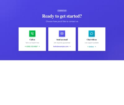 Screenshot of Contact Info CTA template
