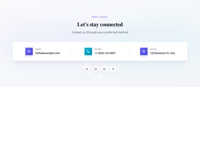 Screenshot of Contact Info Horizontal template