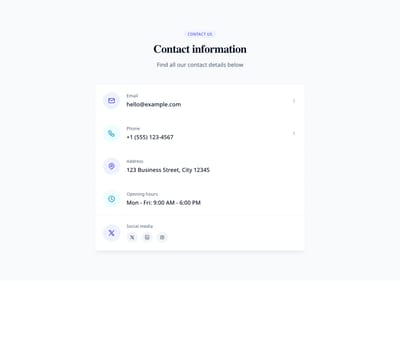 Screenshot of Contact Info Icons template