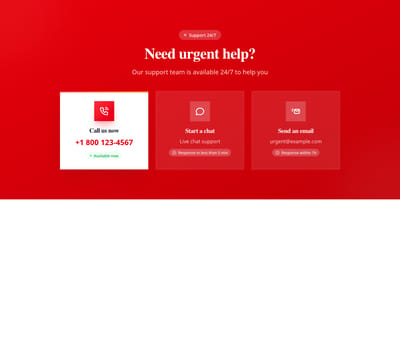 Screenshot of Contact Section Emergency template