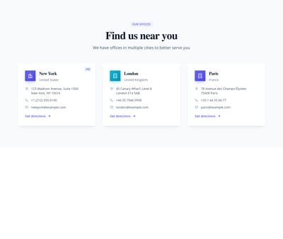 Screenshot of Contact Section Locations template