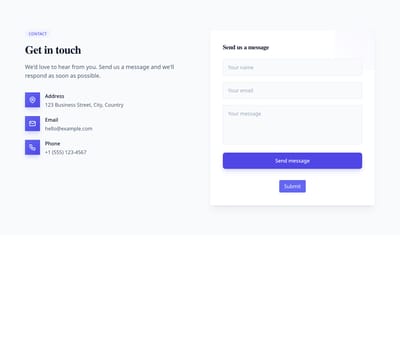 Screenshot of Contact Split template