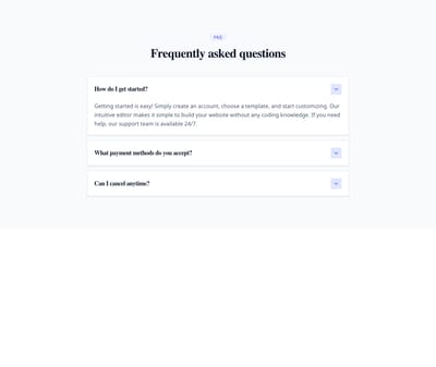 Screenshot of Content Text Accordion template