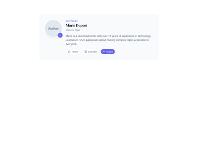 Screenshot of Content Text Author Bio template