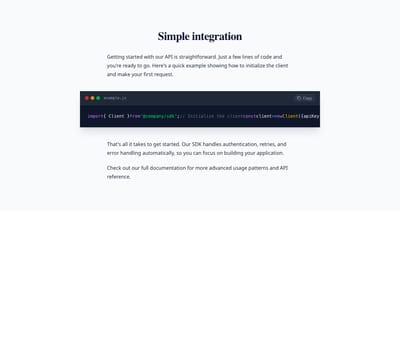 Screenshot of Content Text Code template