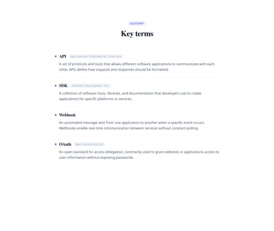 Screenshot of Content Text Definition List template