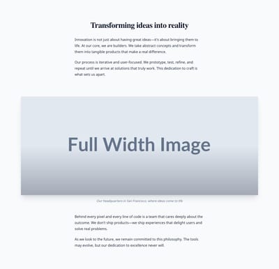 Screenshot of Content Text Image Full template