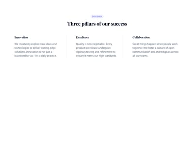 Screenshot of Content Text Three Columns template