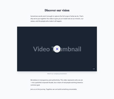 Screenshot of Content Text Video Inline template