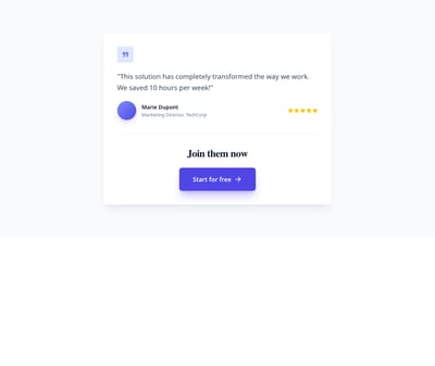 Screenshot of CTA Card Testimonial template