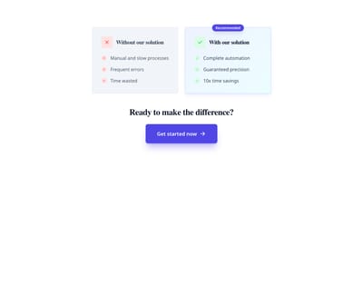 Screenshot of CTA Comparison template