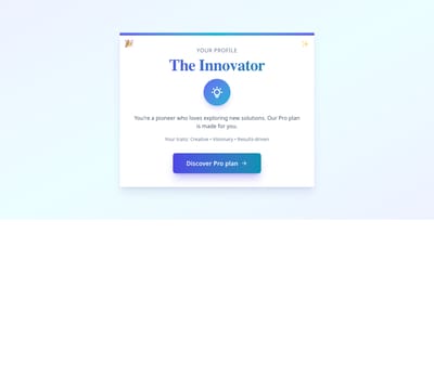 Screenshot of CTA Quiz Result template