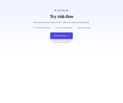 Screenshot of CTA Free Trial template