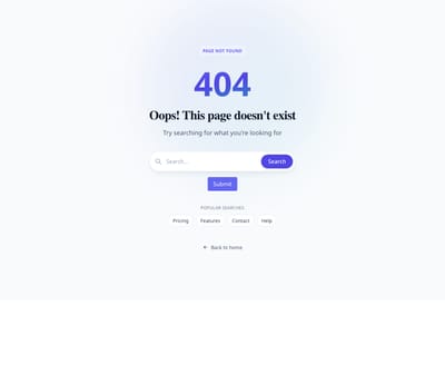 Screenshot of Error 404 with Search template