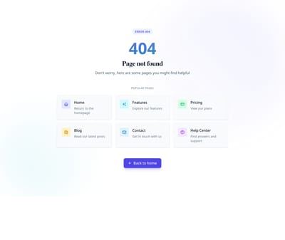 Screenshot of Error 404 with Suggestions template